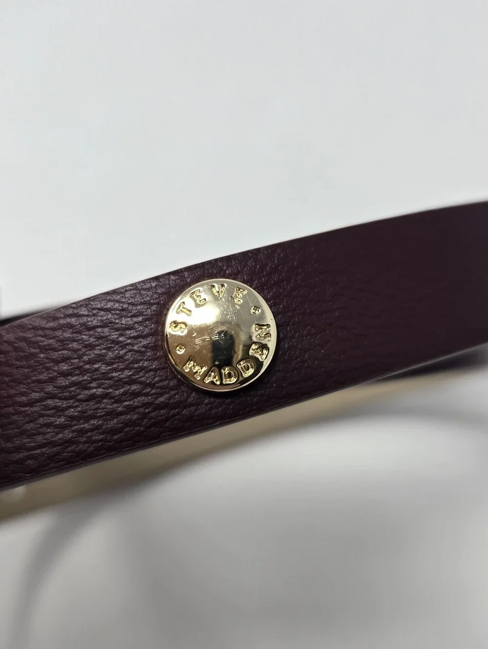 STEVE MADDEN MAROON OXBLOOD SKINNY BELT GOLD HARDWARE WOMEN OS DARK ACADEMIA